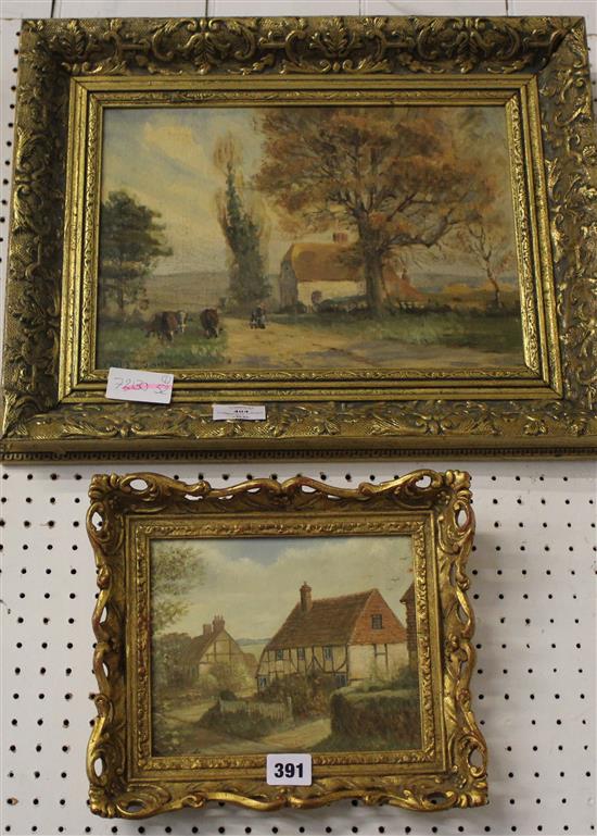 2 Farmhouse oil paintings